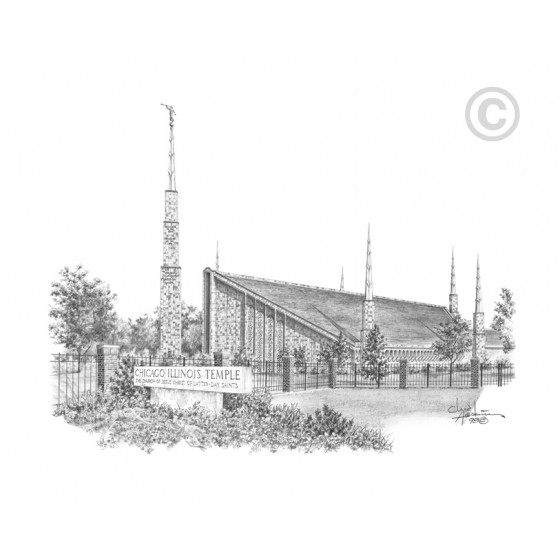 Chicago Illinois Temple Drawing