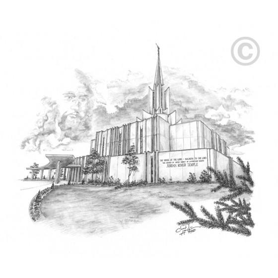 Jordan River Utah Temple Drawing