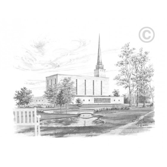 London England Temple Drawing