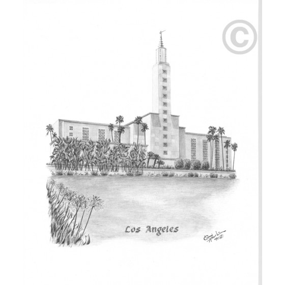 Los Angeles California Temple Drawing