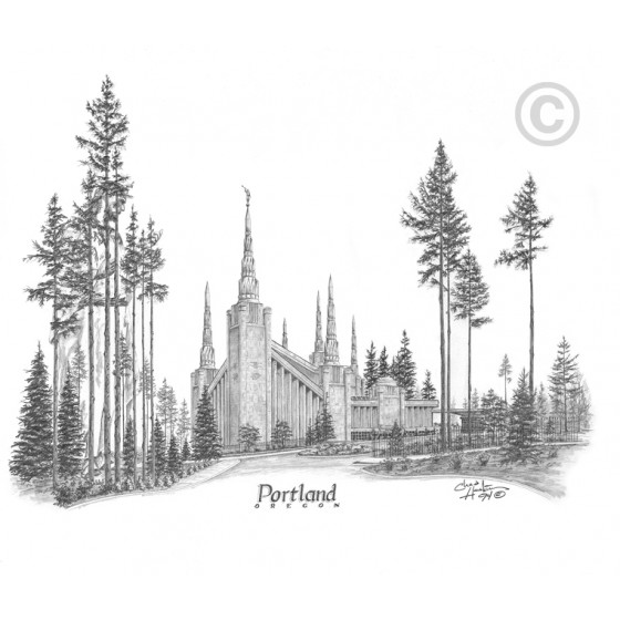 Portland Oregon Temple Drawing